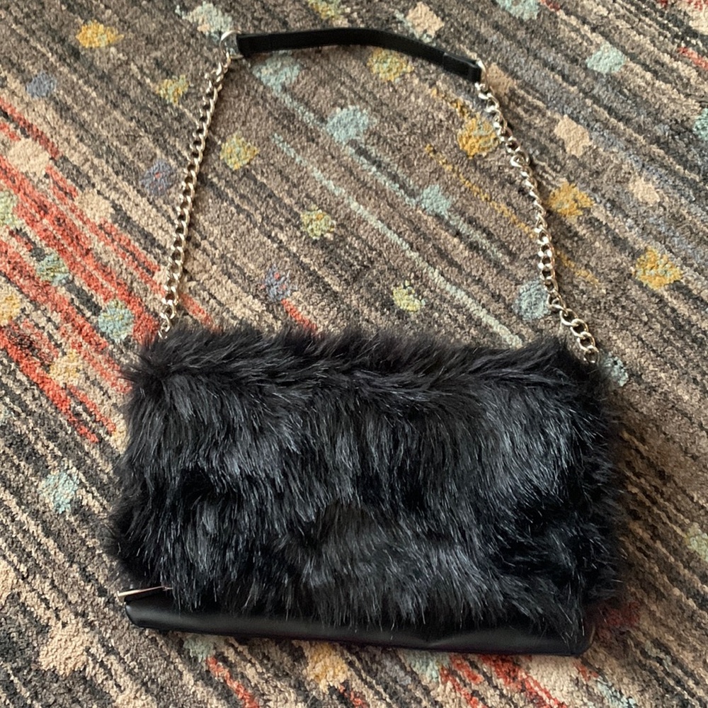 Faux Black Fur Clutch or shoulder bag